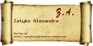 Zatyko Alexandra névjegykártya